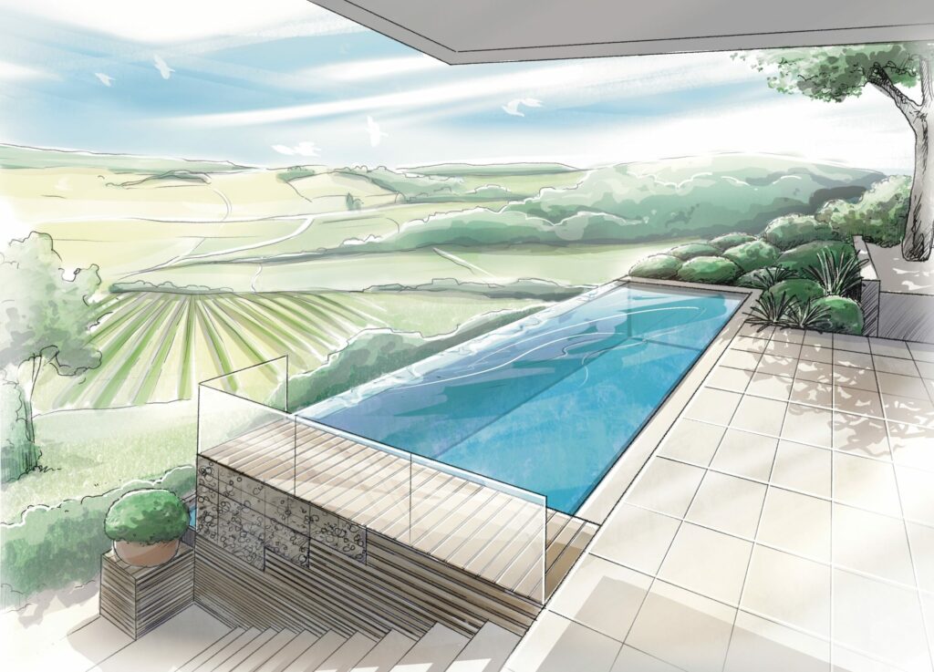 dessin construction de piscine